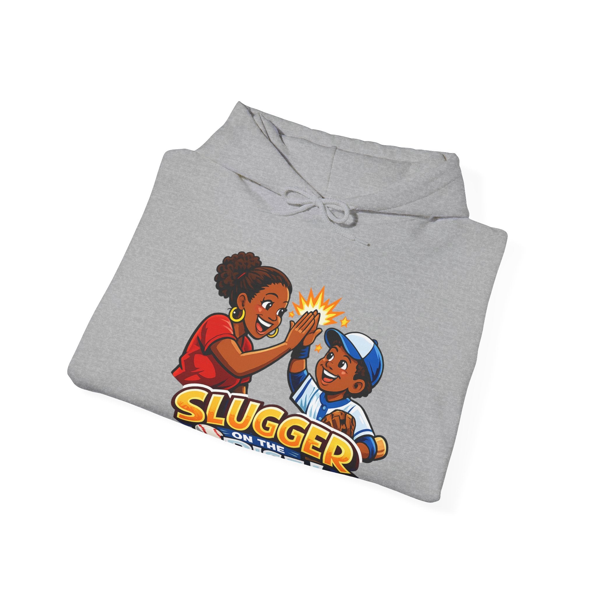 Baseball Hoodie — "Slugger on the Rise!" Kids High-Five Design