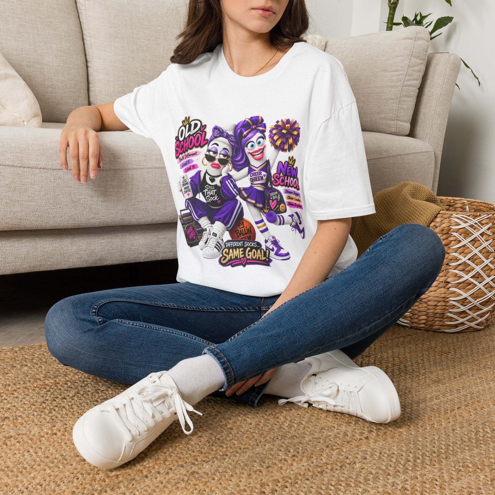 Cheerleader Old School vs New School Graphic T-Shirt