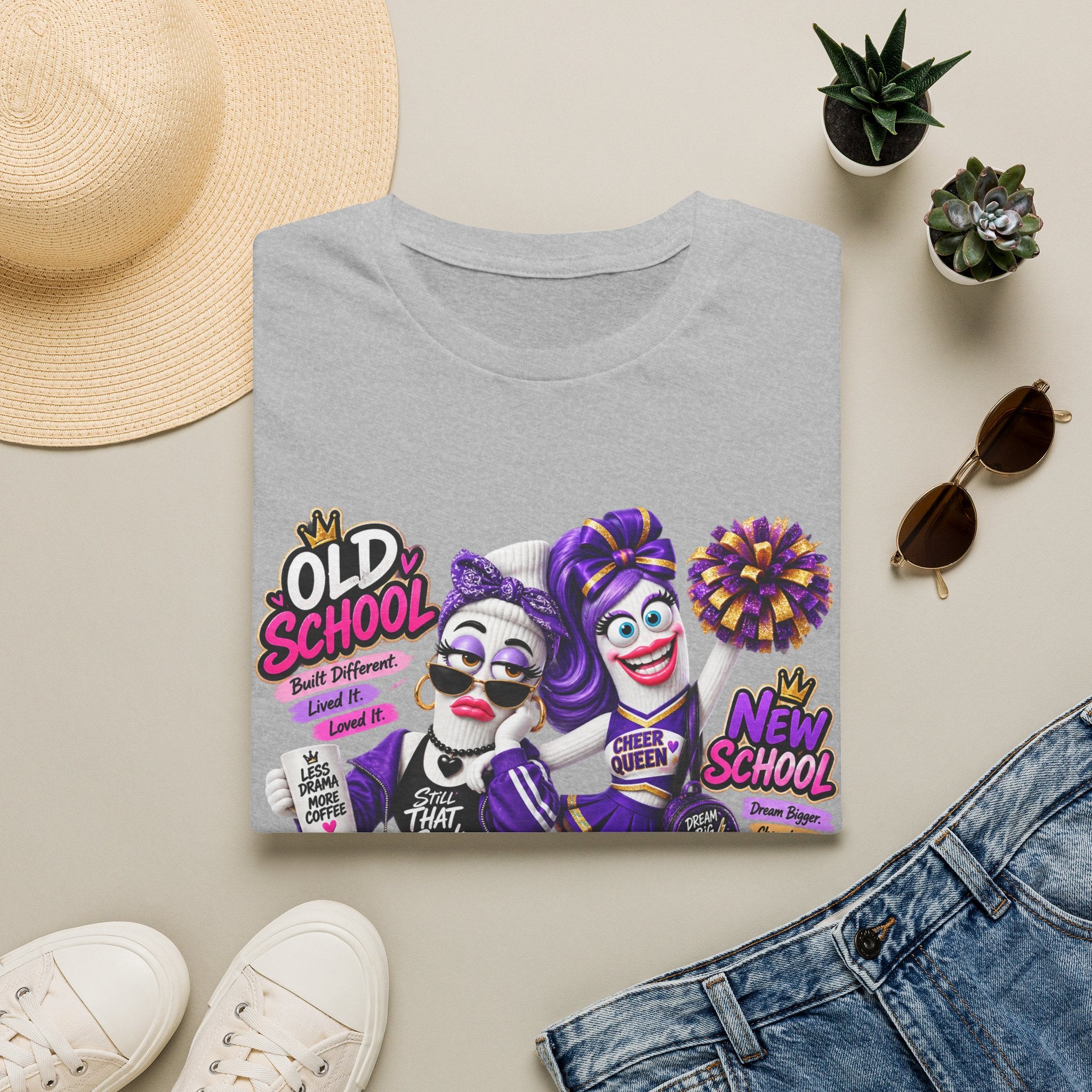 Cheerleader Old School vs New School Graphic T-Shirt