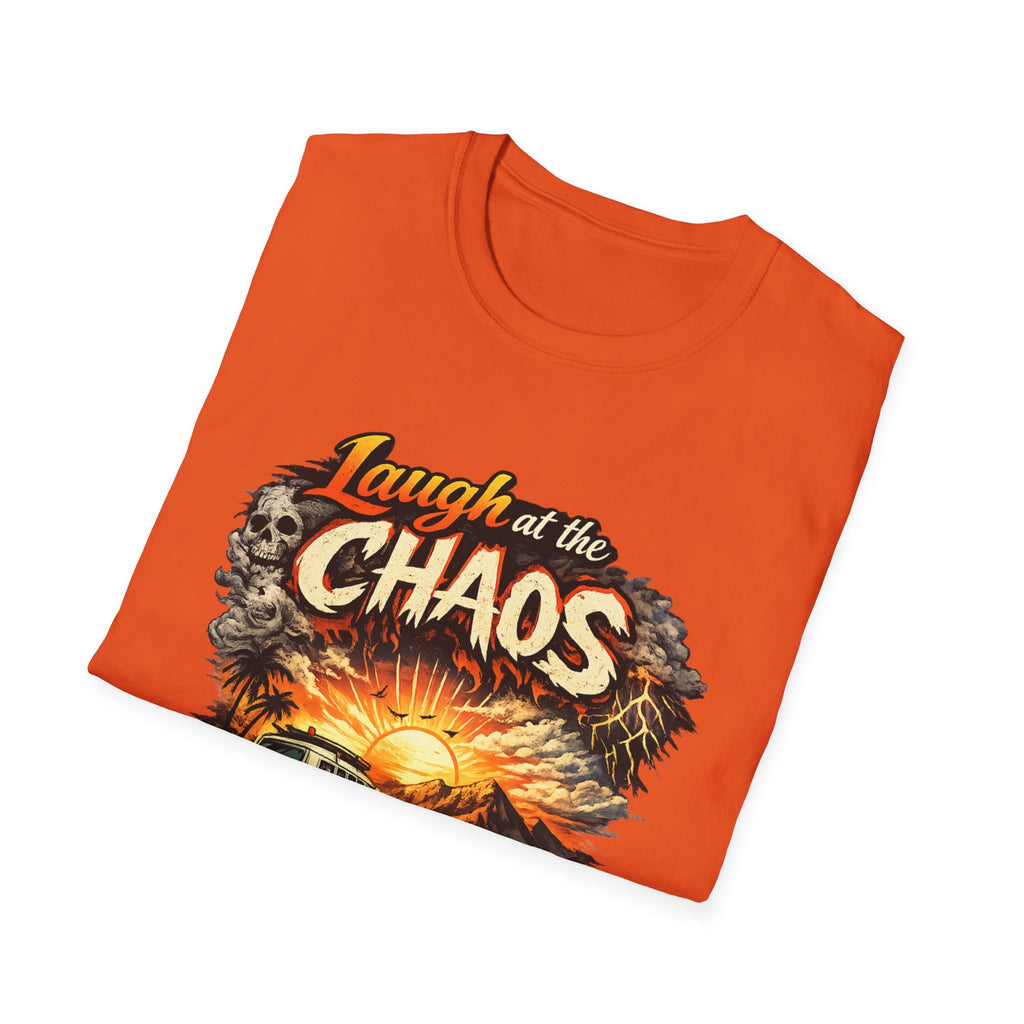 Laugh at the Chaos Sunset Road Trip T-Shirt — "Chase the Sunrise" Adventure Tee