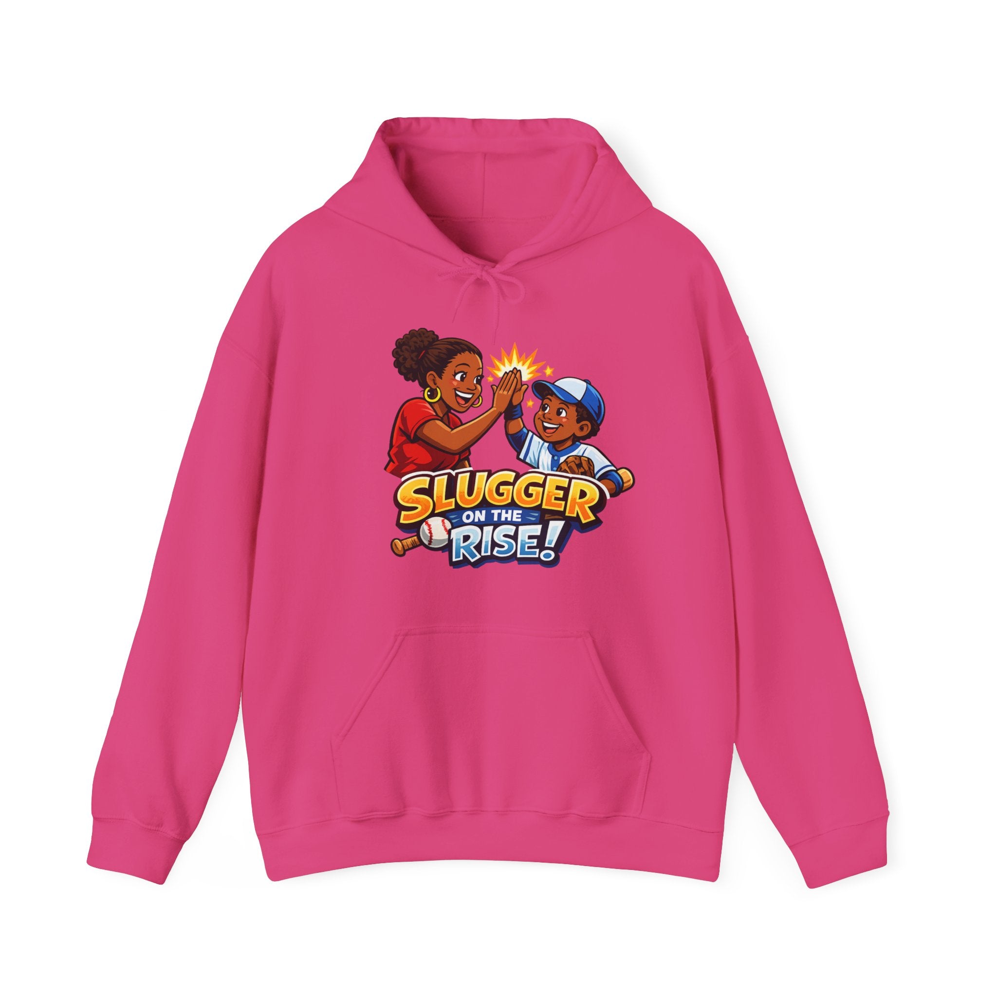 Baseball Hoodie — "Slugger on the Rise!" Kids High-Five Design