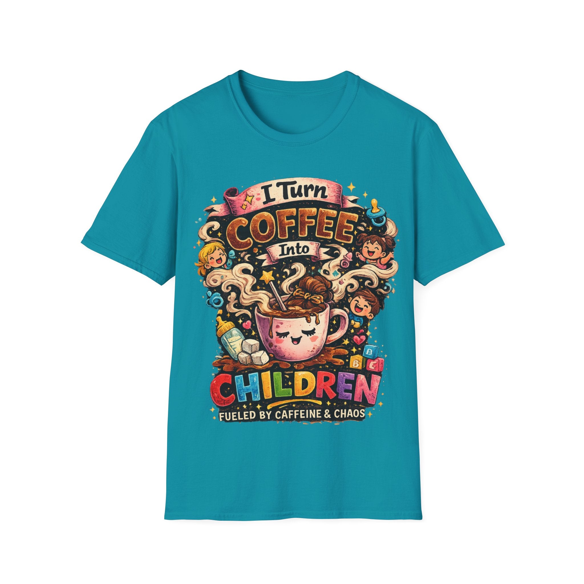 I Turn Coffee Into Children T-Shirt — Funny Mom Coffee Tee