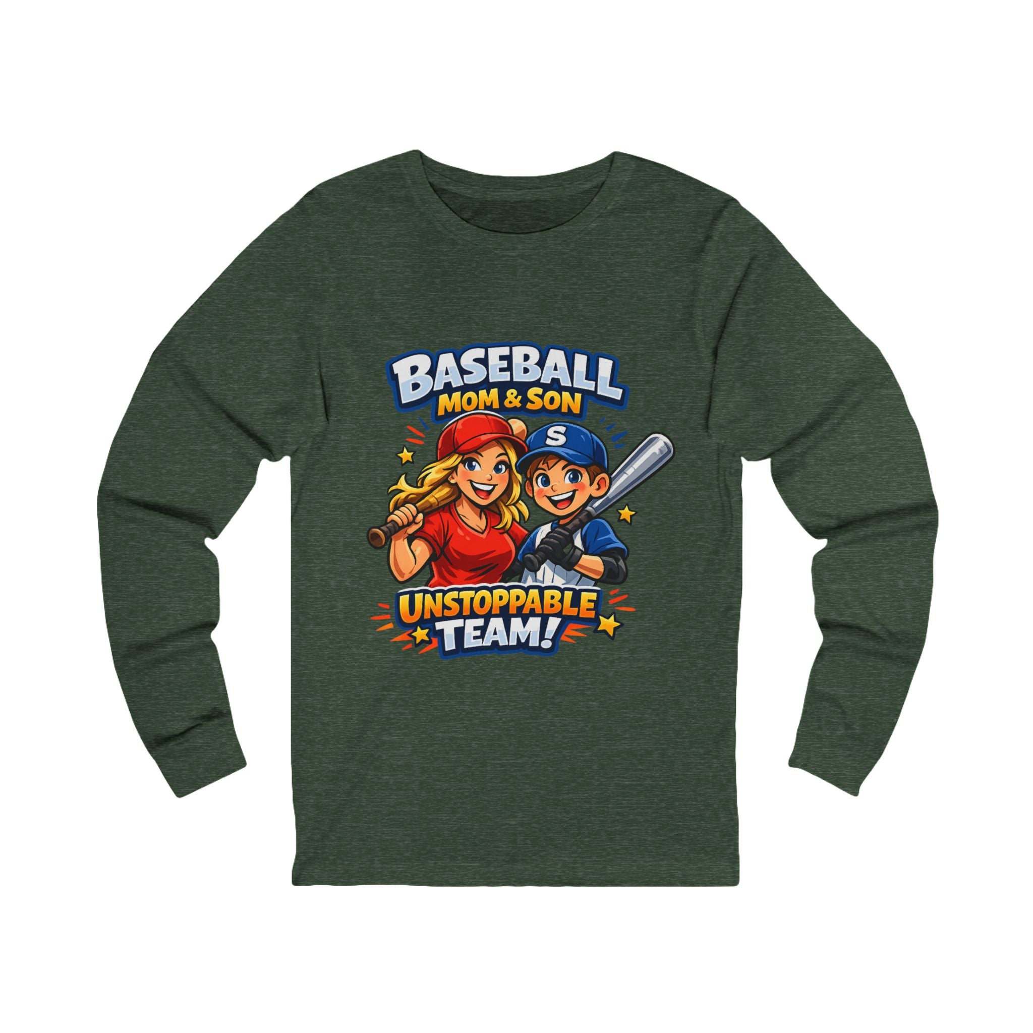 Baseball Mom & Son Long Sleeve Tee — "Unstoppable Team"