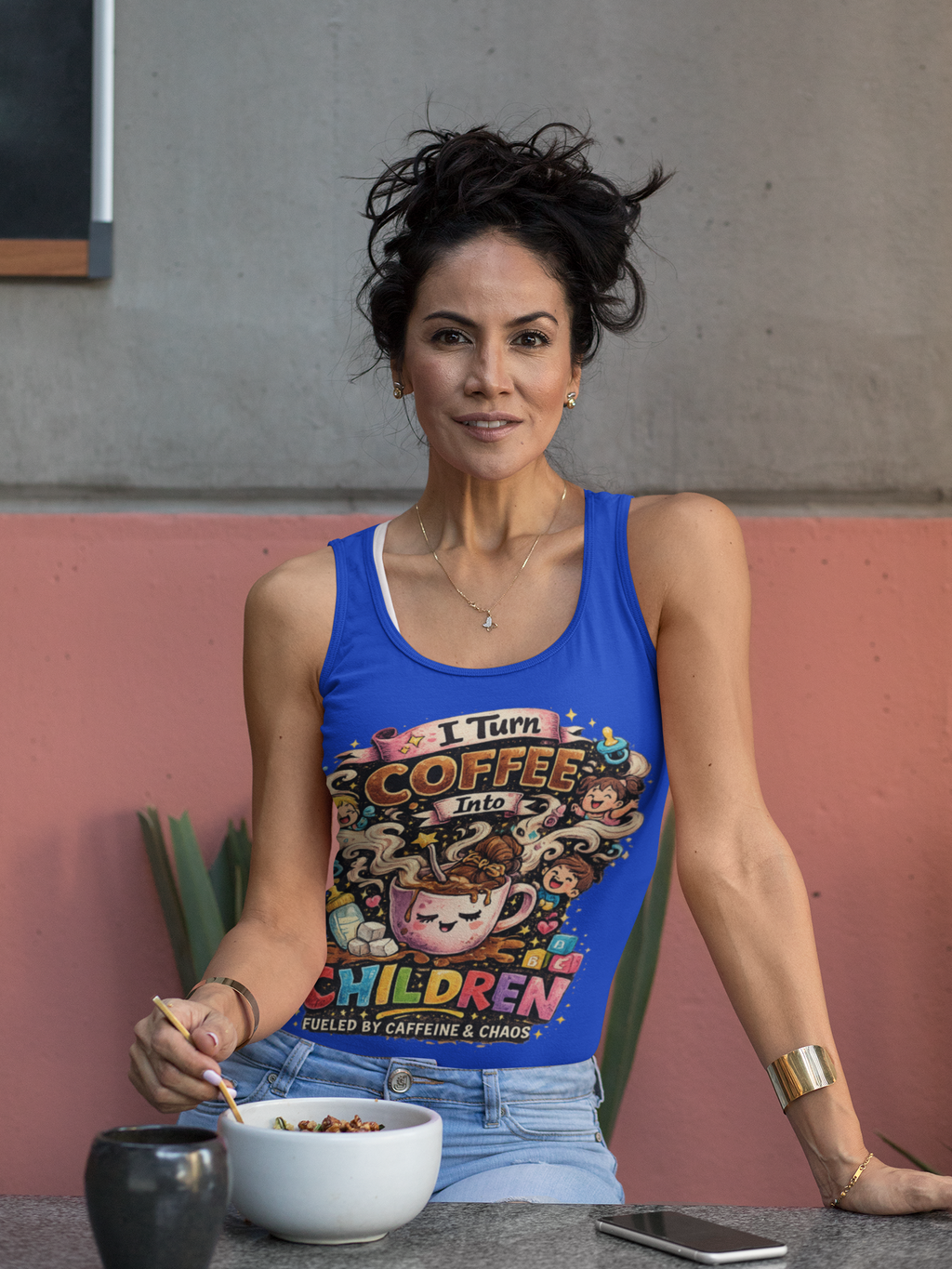 Coffee Before Children Tank Top — Funny Mom Coffee Shirt, Cute Colorful Illustration