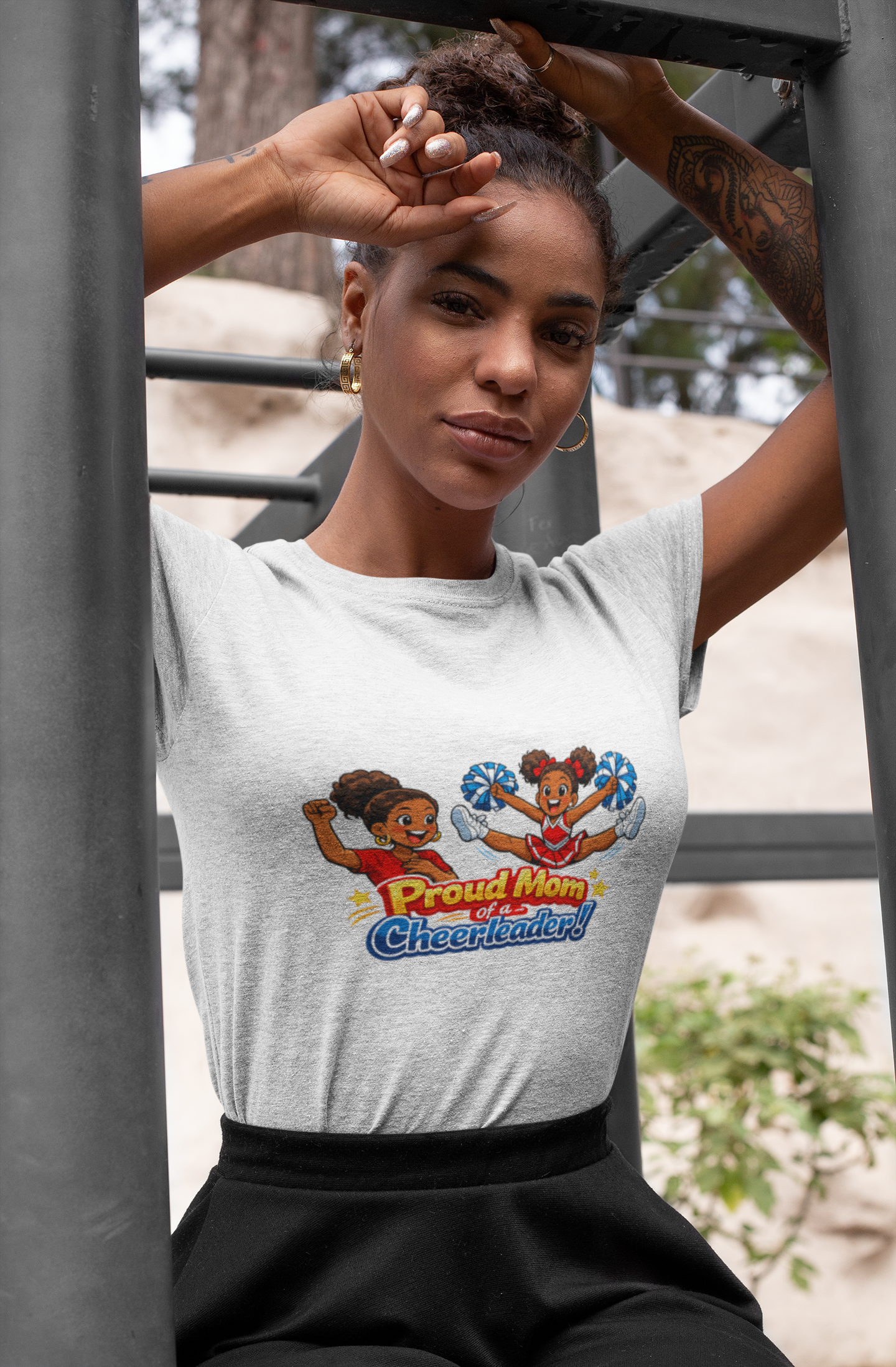 Proud Mom Cheerleader T-Shirt — "Proud Mom of a Cheerleader" Graphic Tee