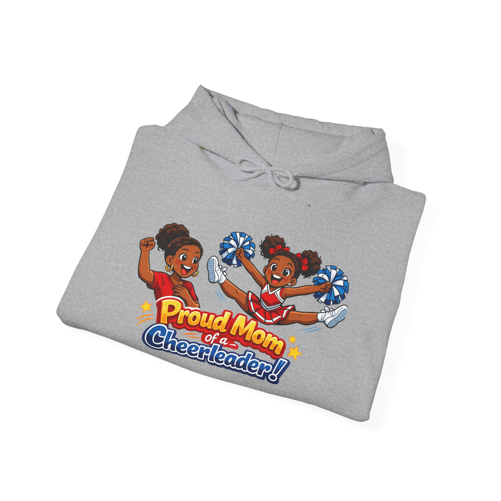 Proud Mom of a Cheerleader Hoodie — Cute Cheer Squad Graphic Sweatshirt