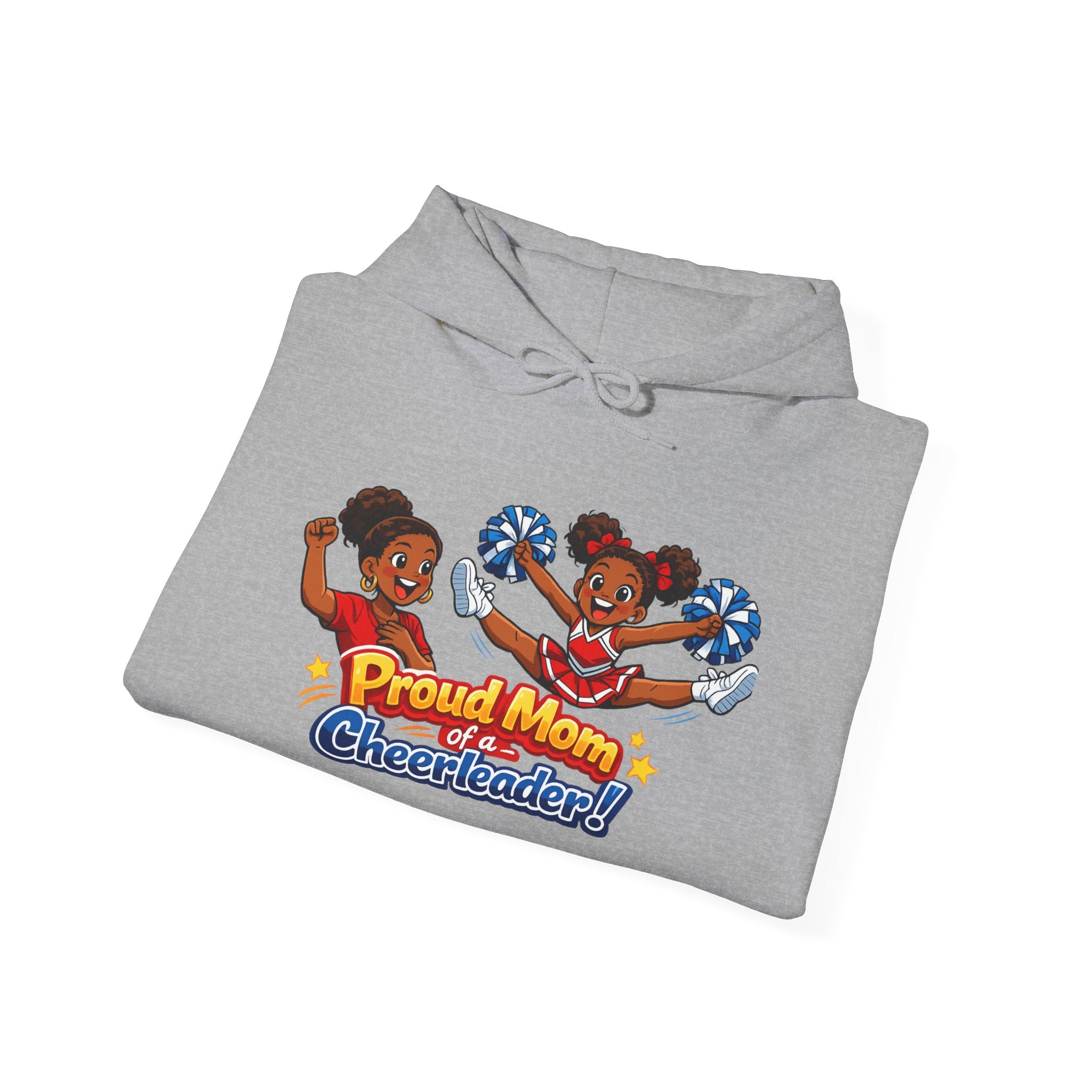 Proud Mom of a Cheerleader Hoodie — Cute Cheer Squad Graphic Sweatshirt