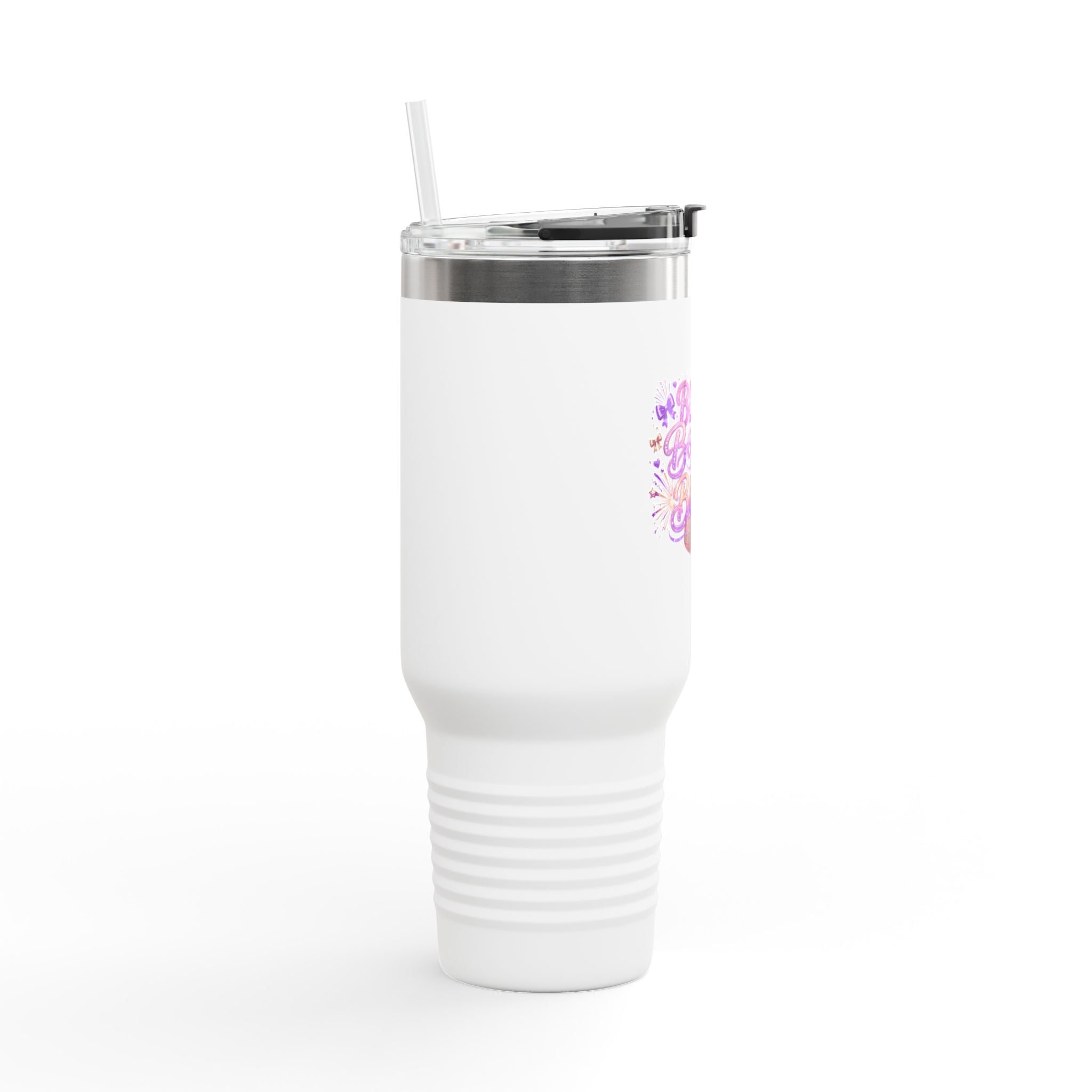 40oz Insulated Travel Mug — 'Blush, Bounce & Brunch' Floral Coffee Tumbler