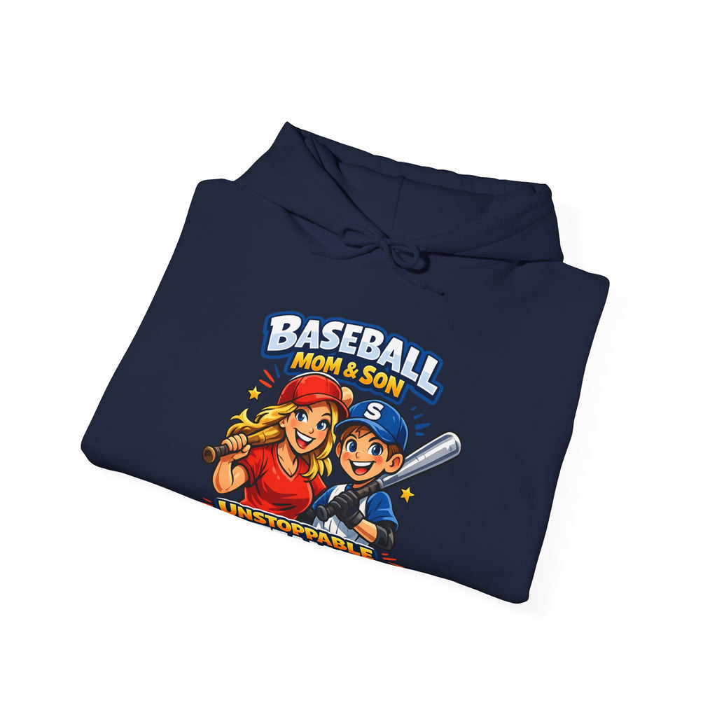 Baseball Mom & Son Hoodie – "Unstoppable Team" Graphic Pullover