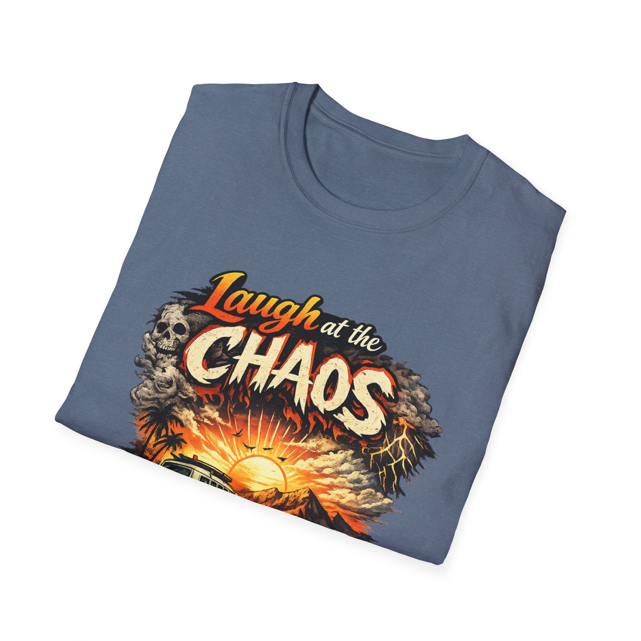Laugh at the Chaos Sunset Road Trip T-Shirt — "Chase the Sunrise" Adventure Tee