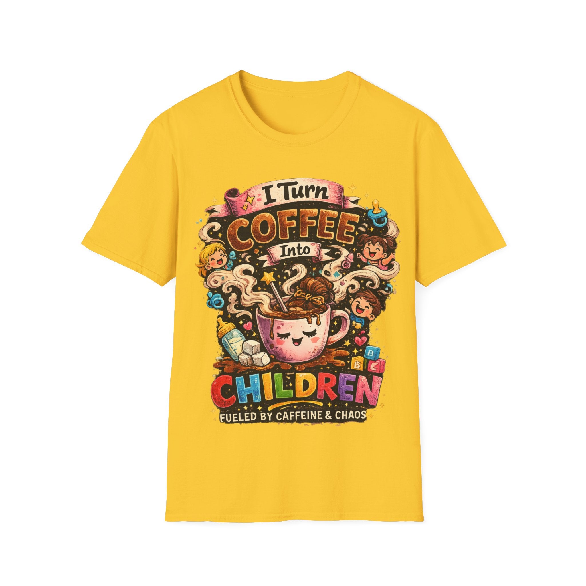 I Turn Coffee Into Children T-Shirt — Funny Mom Coffee Tee