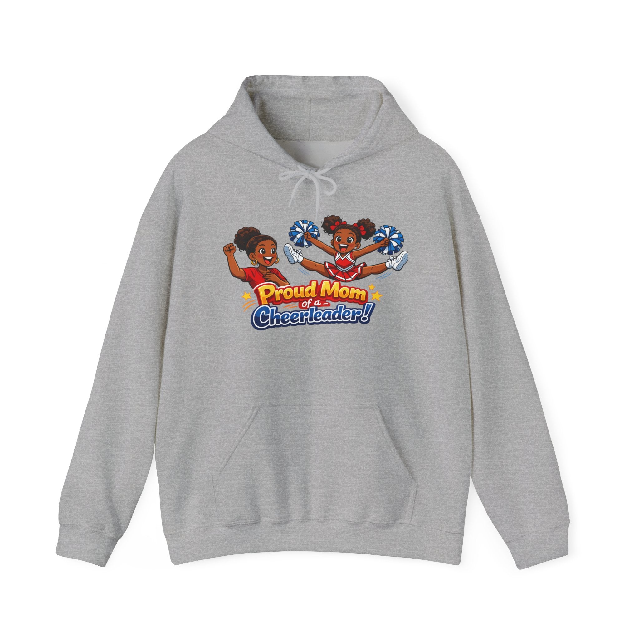 Proud Mom of a Cheerleader Hoodie — Cute Cheer Squad Graphic Sweatshirt