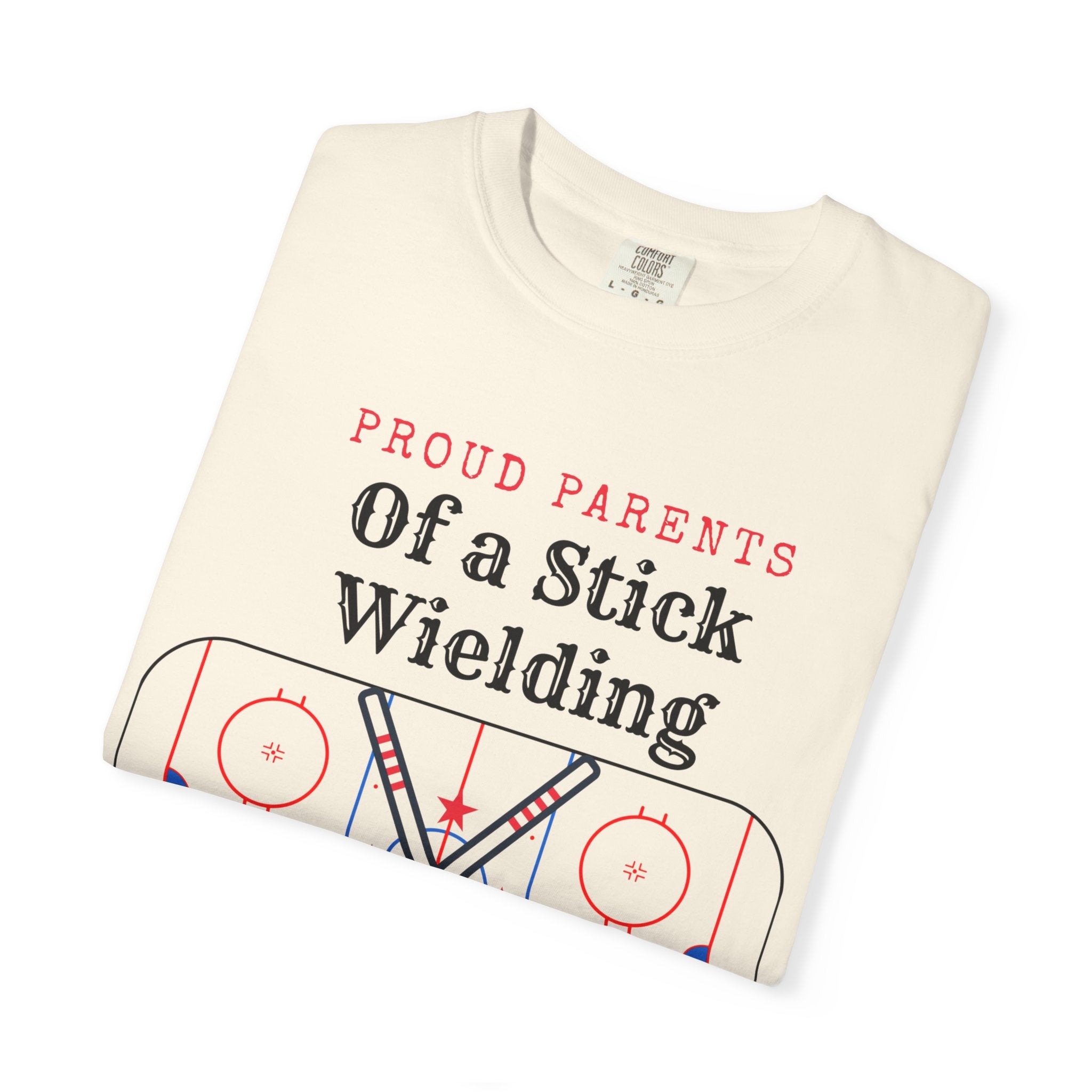 Proud Parents Of a Stick Wielding Champ T-Shirt — Hockey Mom/Dad Tee