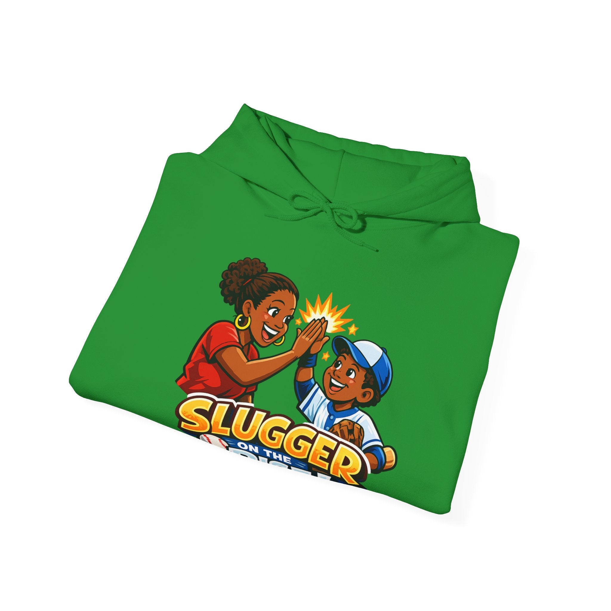 Baseball Hoodie — "Slugger on the Rise!" Kids High-Five Design