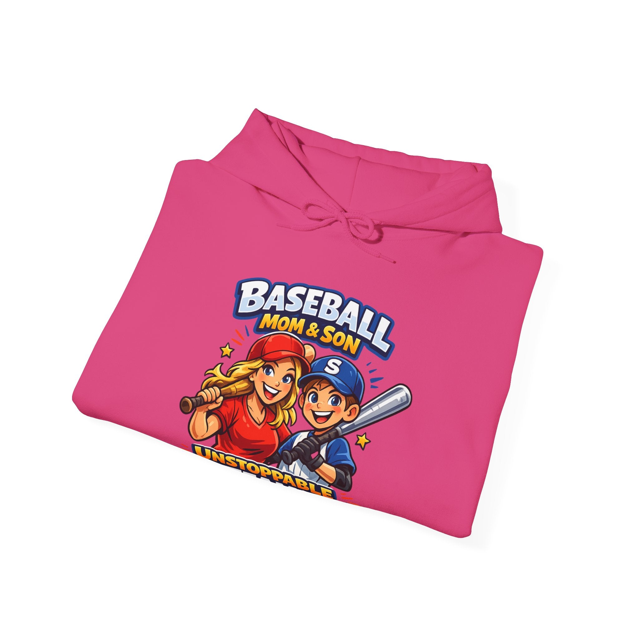 Baseball Mom & Son Hoodie – "Unstoppable Team" Graphic Pullover