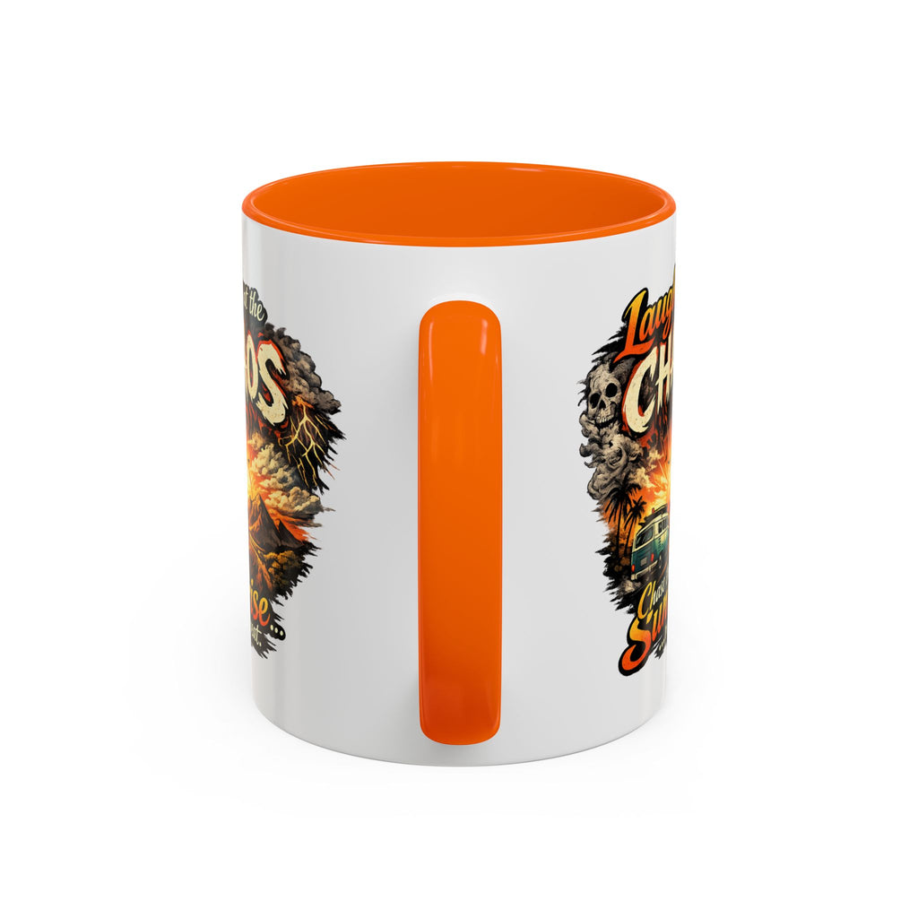 Laugh at the Chaos Sunrise Accent Coffee Mug — Retro Beach Camper Coffee Cup (11/15 oz)
