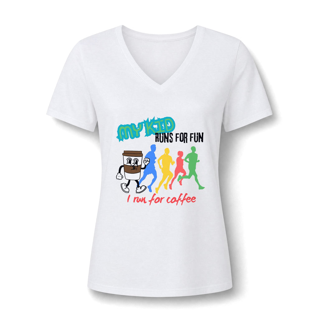 Running for Coffee V-Neck Tee — I Run for Coffee Women's Running Shirt