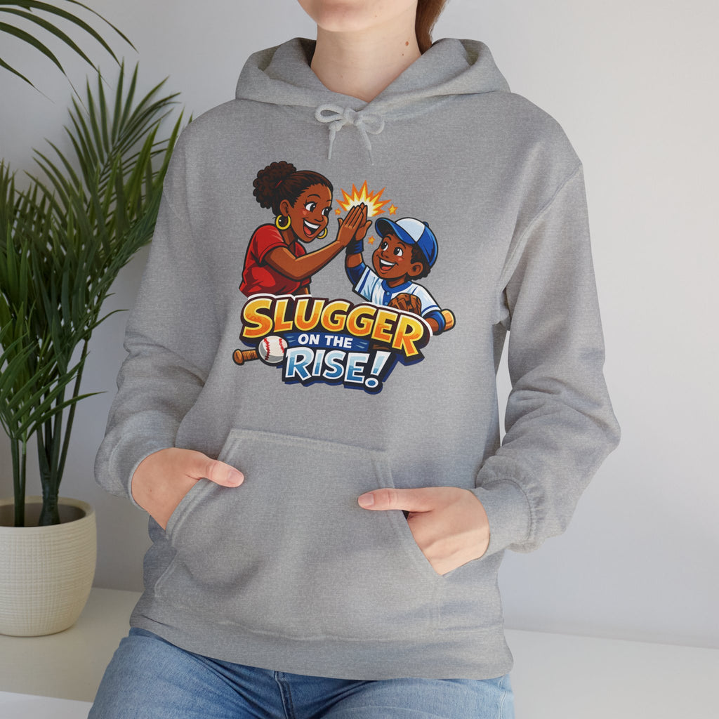 Baseball Hoodie — "Slugger on the Rise!" Kids High-Five Design