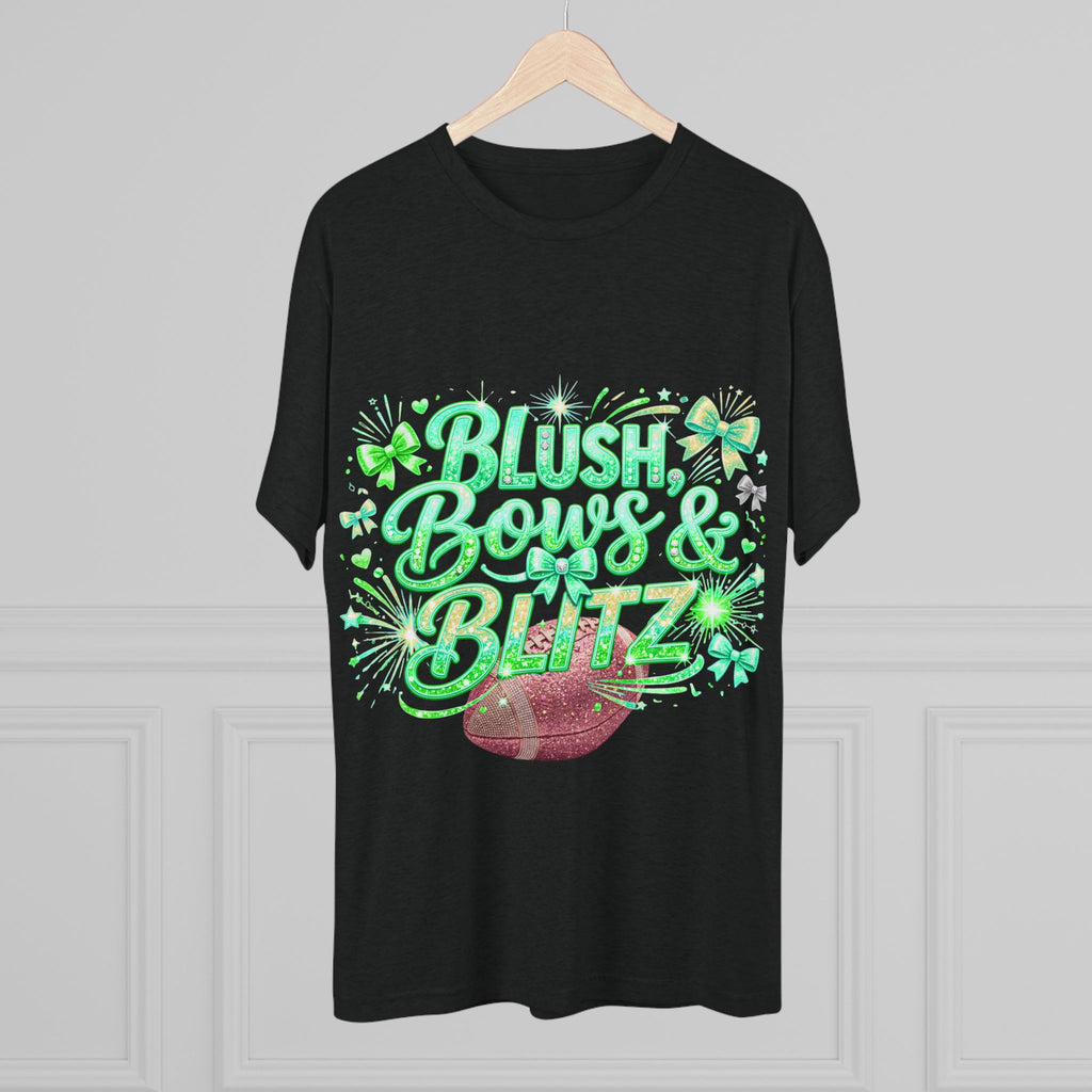 Blush, Bows & Blitz Football Tee — Cute Cheer Mom Game Day Shirt