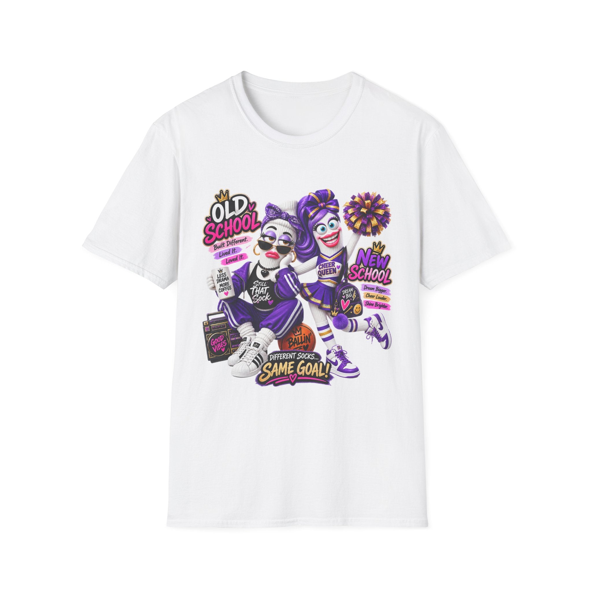Cheerleader Old School vs New School Graphic T-Shirt