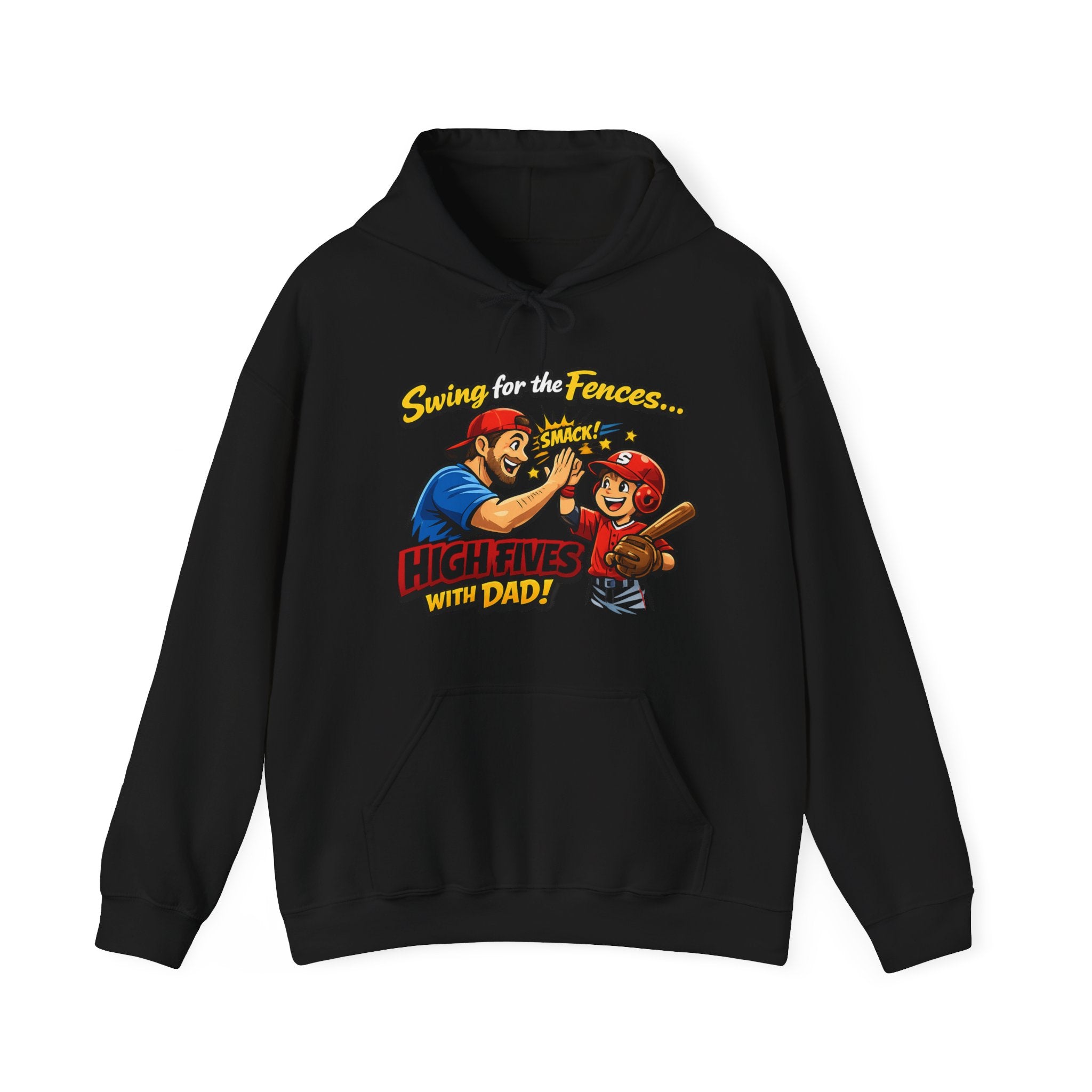 Baseball Dad Hoodie - “High Fives With Dad” Swing For The Fences Youth Hoodie