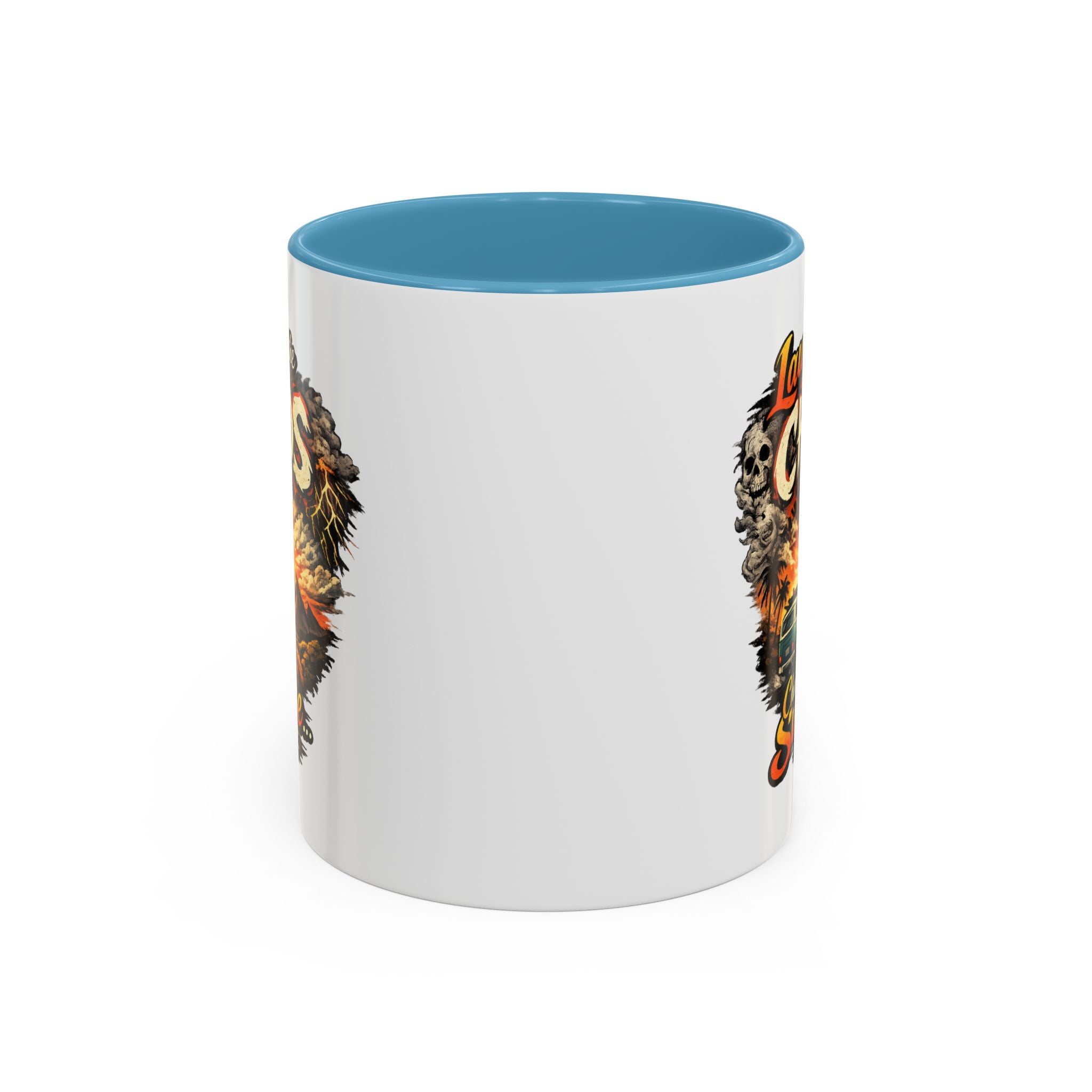 Laugh at the Chaos Sunrise Accent Coffee Mug — Retro Beach Camper Coffee Cup (11/15 oz)