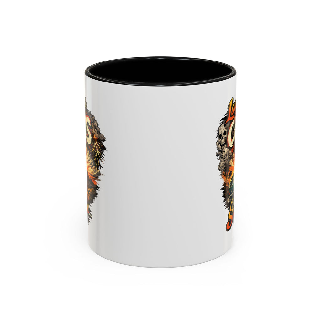 Laugh at the Chaos Sunrise Accent Coffee Mug — Retro Beach Camper Coffee Cup (11/15 oz)