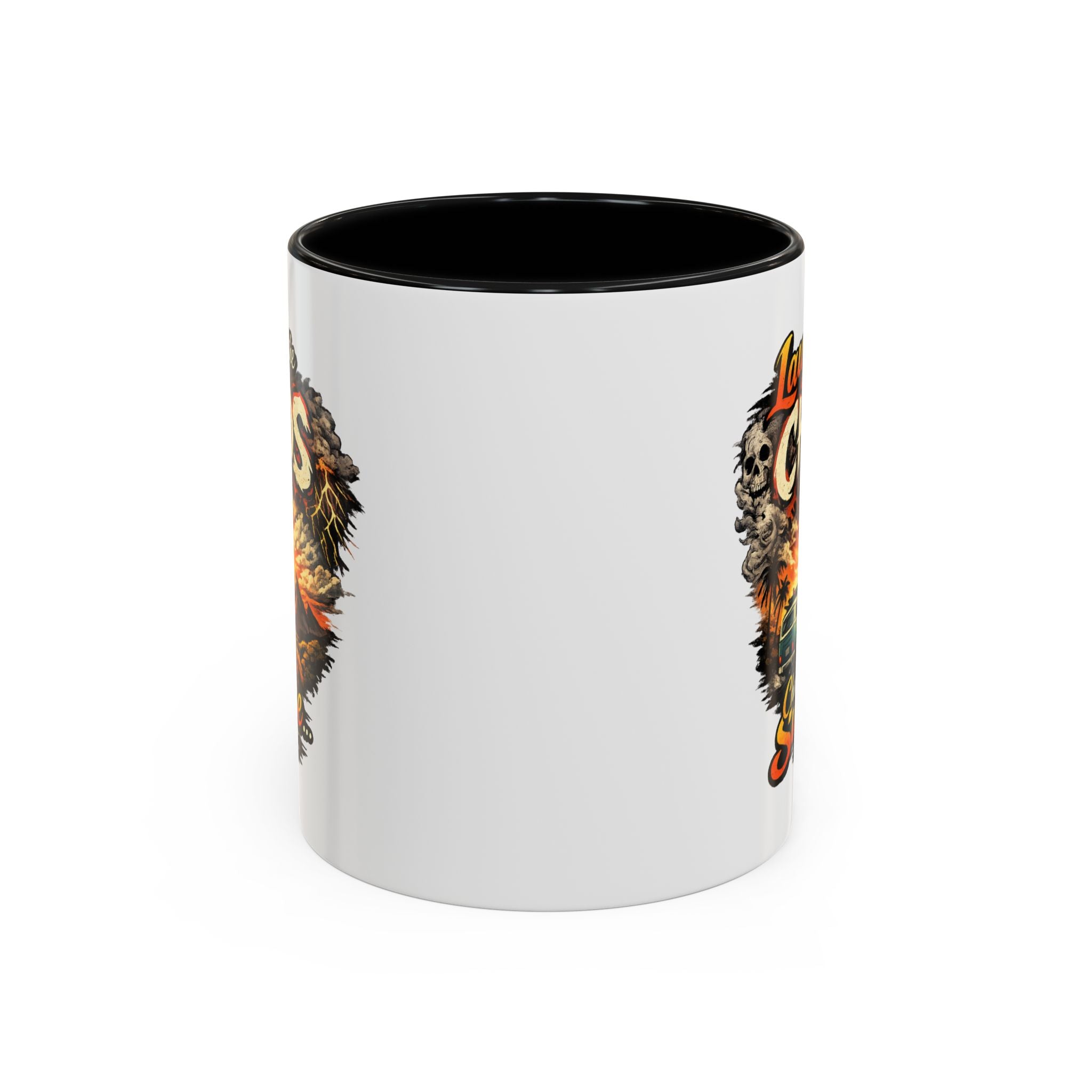 Laugh at the Chaos Sunrise Accent Coffee Mug — Retro Beach Camper Coffee Cup (11/15 oz)