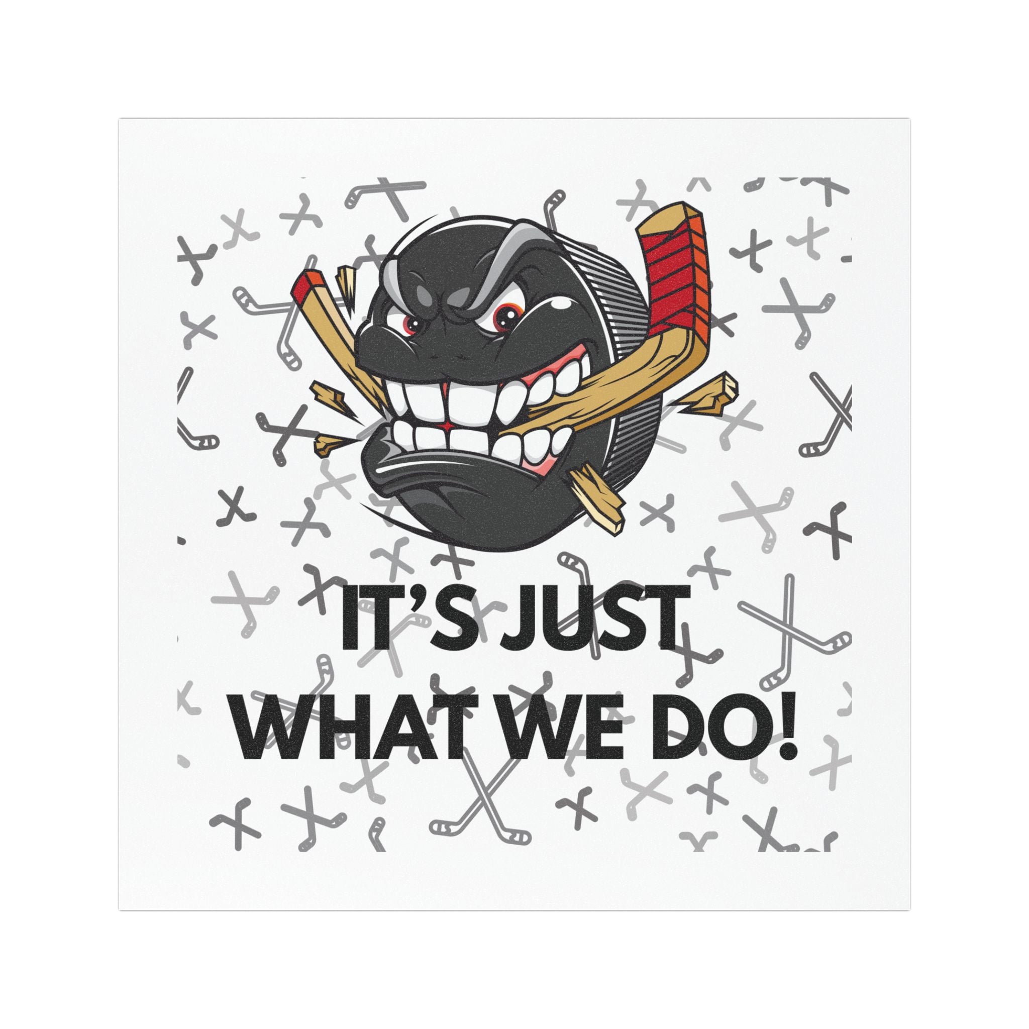 Car Magnet — Grinning Hockey Puck with Sticks "It's Just What We Do!"