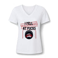 I Yell At Pucks V-Neck Tee — Funny Hockey Fan Shirt for Women