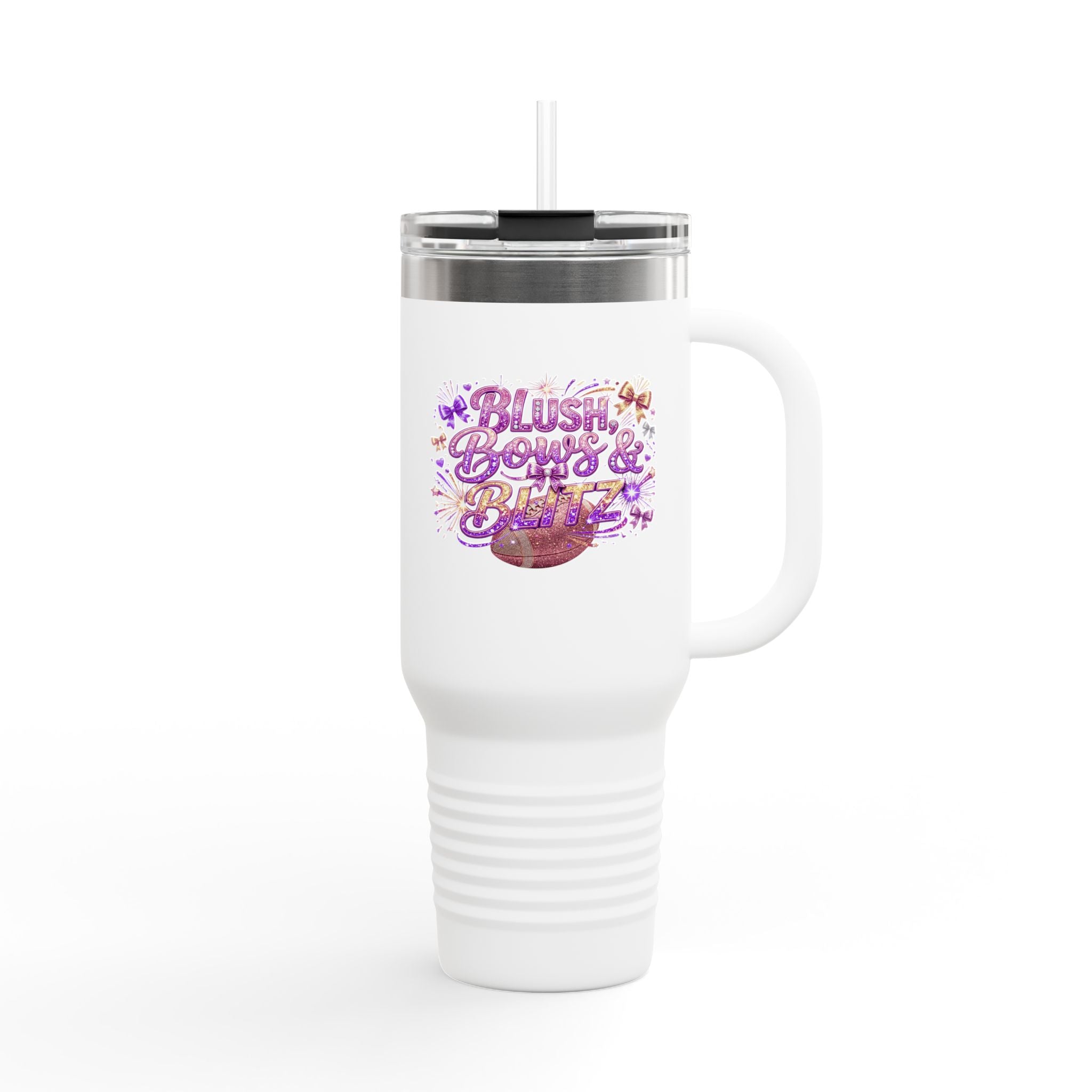 40oz Insulated Travel Mug — 'Blush, Bounce & Brunch' Floral Coffee Tumbler