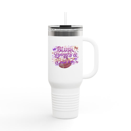 40oz Insulated Travel Mug — 'Blush, Bounce & Brunch' Floral Coffee Tumbler