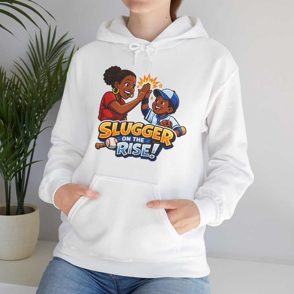 Baseball Hoodie — "Slugger on the Rise!" Kids High-Five Design