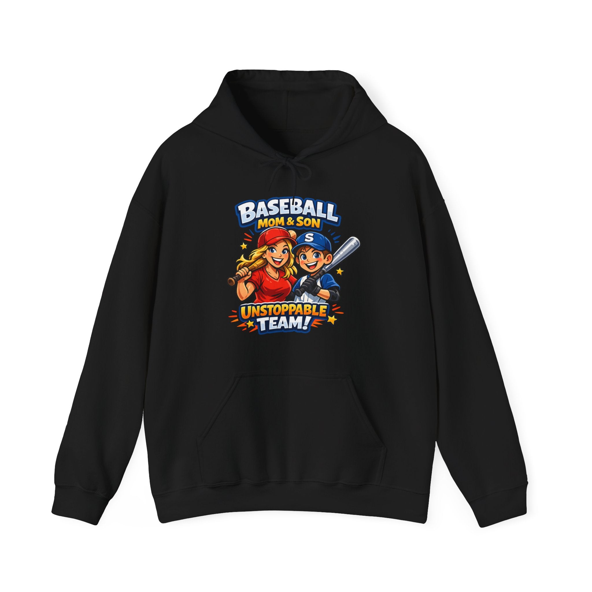 Baseball Mom & Son Hoodie – "Unstoppable Team" Graphic Pullover