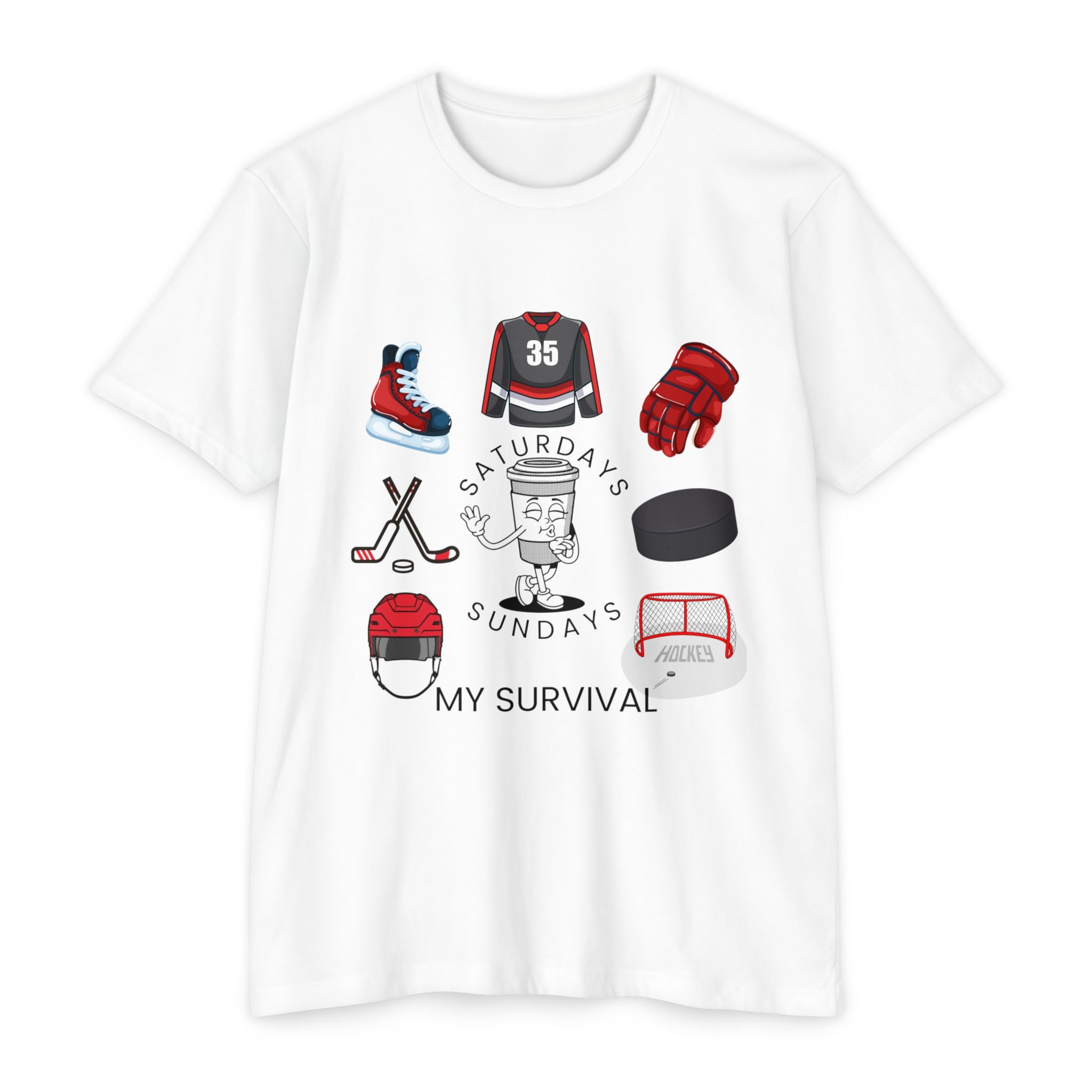 Hockey Dad T‑Shirt – "Saturdays & Sundays My Survival" Skate Gear Tee