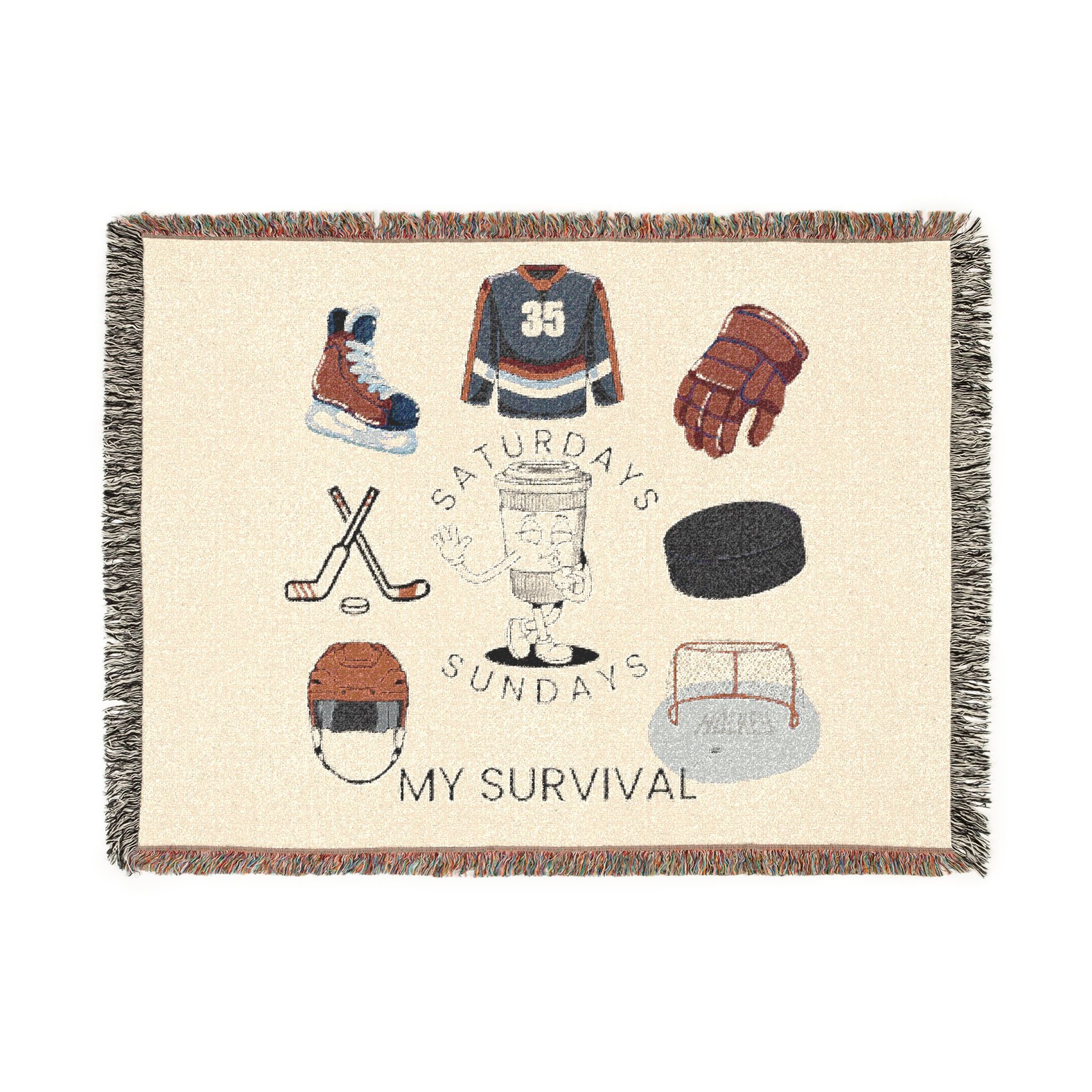 Hockey Survival Woven Blanket — Game Day Sports Throw