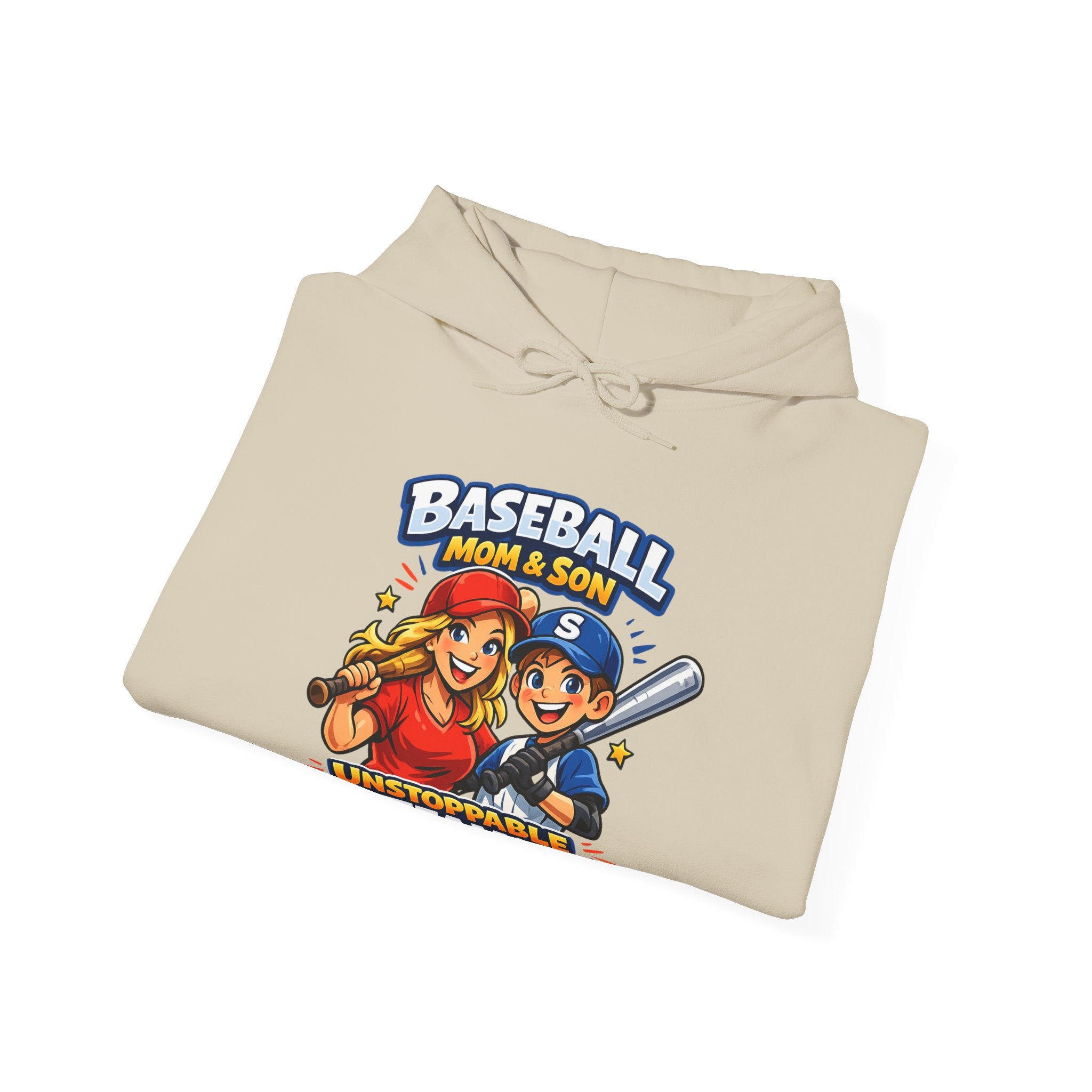 Baseball Mom & Son Hoodie – "Unstoppable Team" Graphic Pullover