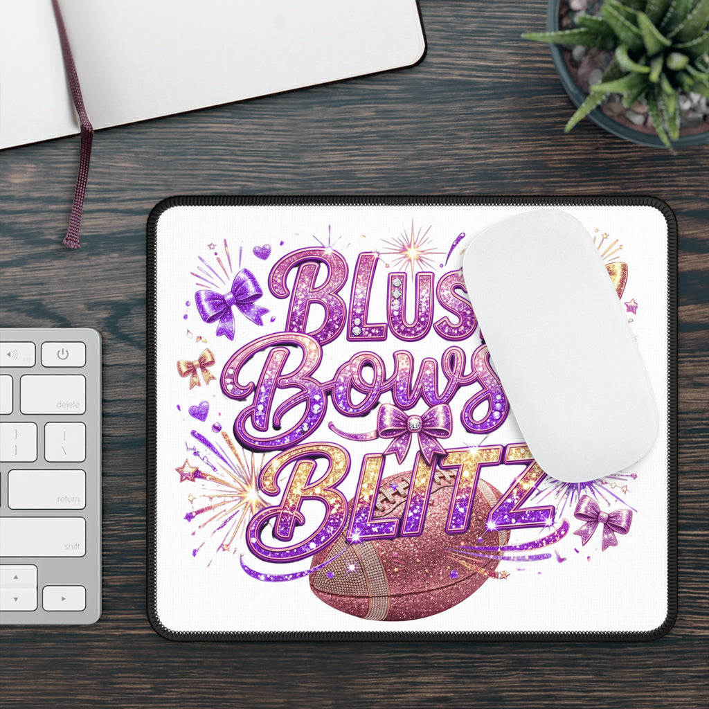 Blush, Bows & Blitz Gaming Mouse Pad — Glitter Football Design for Cheerleaders & Female Gamers