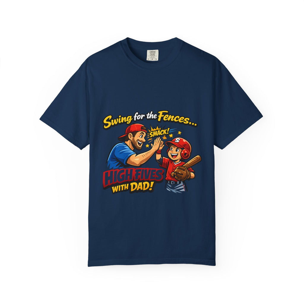Baseball Dad T-Shirt – “Swing for the Fences… High Fives with Dad!” Retro Sport Tee