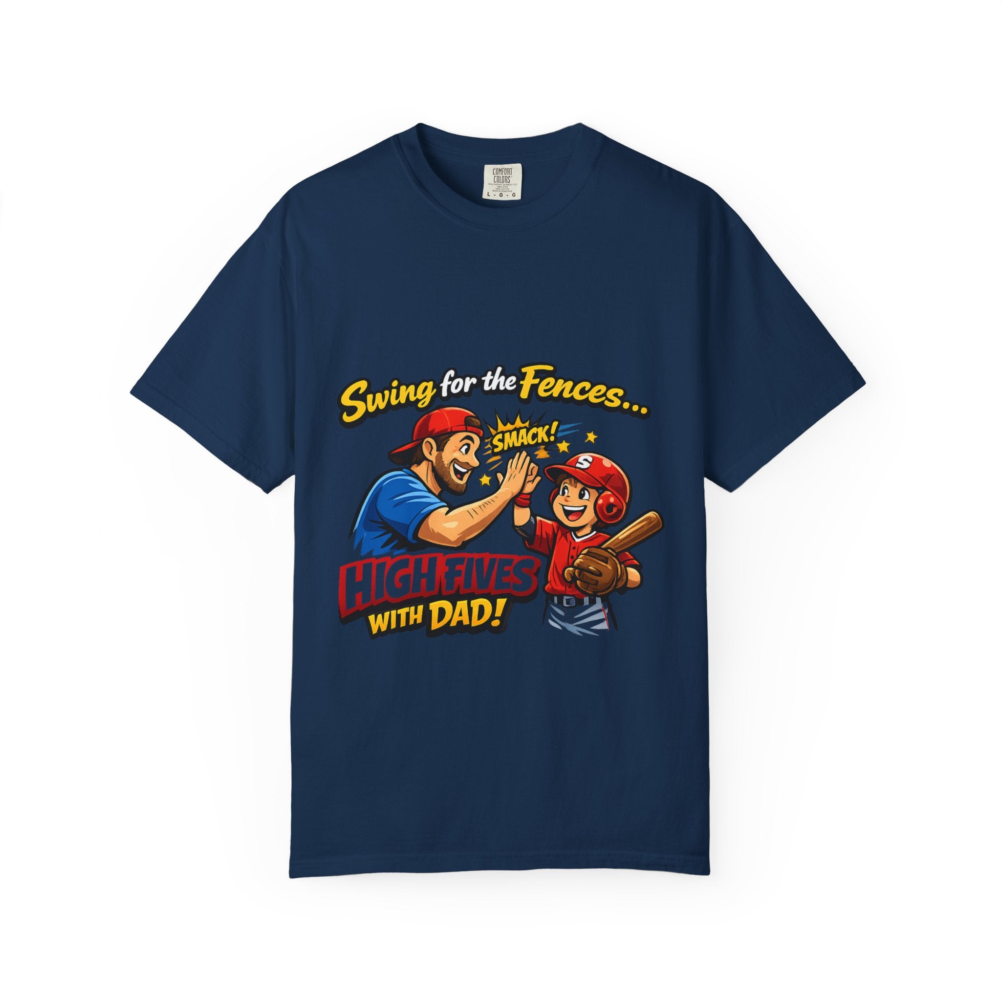 Baseball Dad T-Shirt – “Swing for the Fences… High Fives with Dad!” Retro Sport Tee