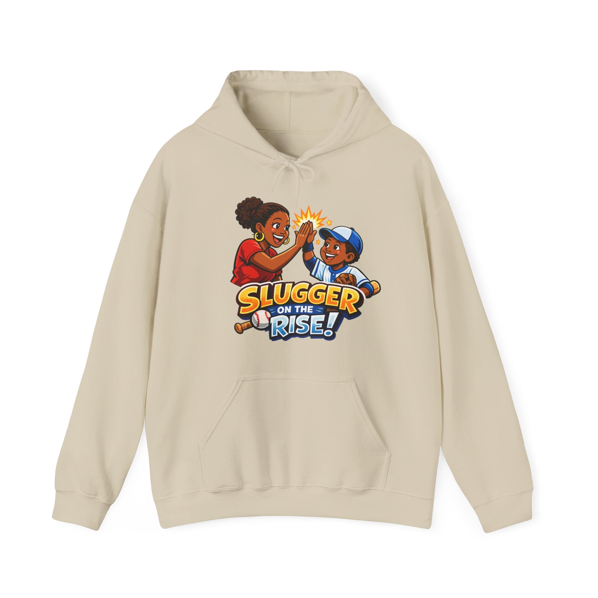 Baseball Hoodie — "Slugger on the Rise!" Kids High-Five Design