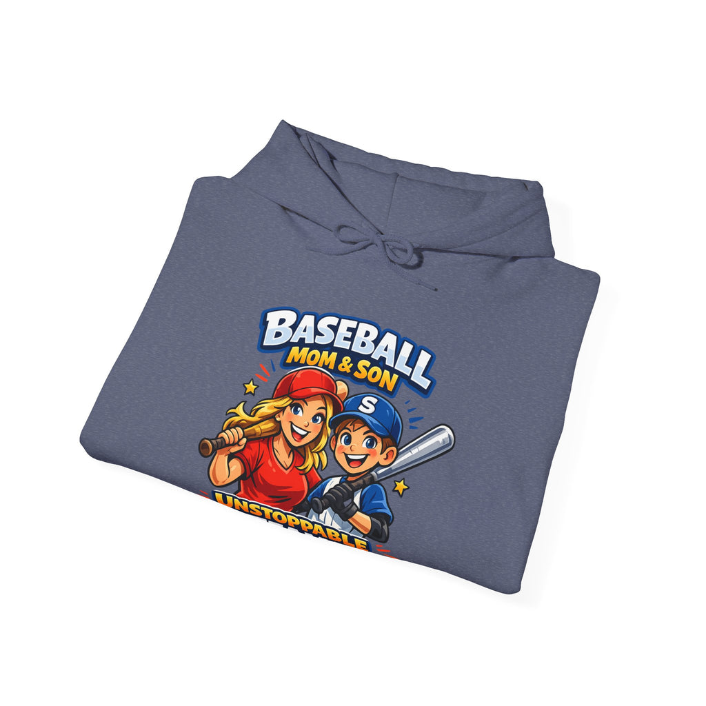 Baseball Mom & Son Hoodie – "Unstoppable Team" Graphic Pullover