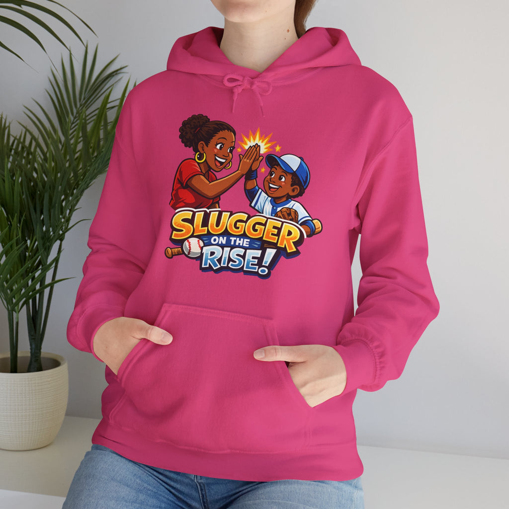 Baseball Hoodie — "Slugger on the Rise!" Kids High-Five Design