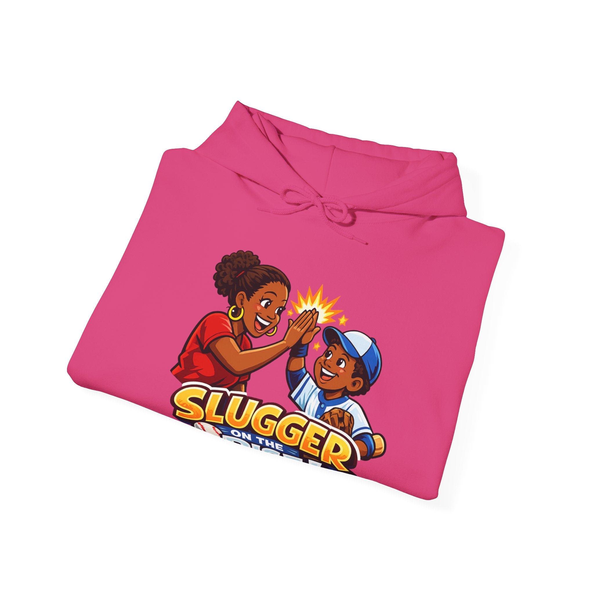 Baseball Hoodie — "Slugger on the Rise!" Kids High-Five Design