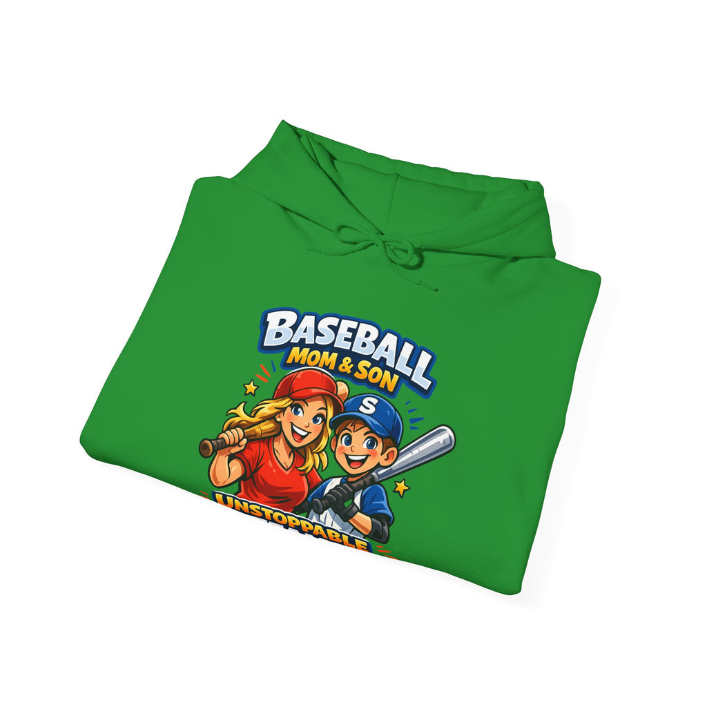 Baseball Mom & Son Hoodie – "Unstoppable Team" Graphic Pullover