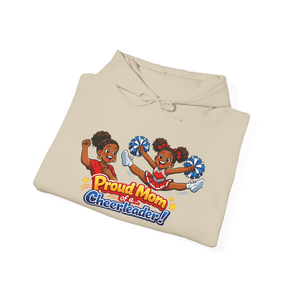 Proud Mom of a Cheerleader Hoodie — Cute Cheer Squad Graphic Sweatshirt