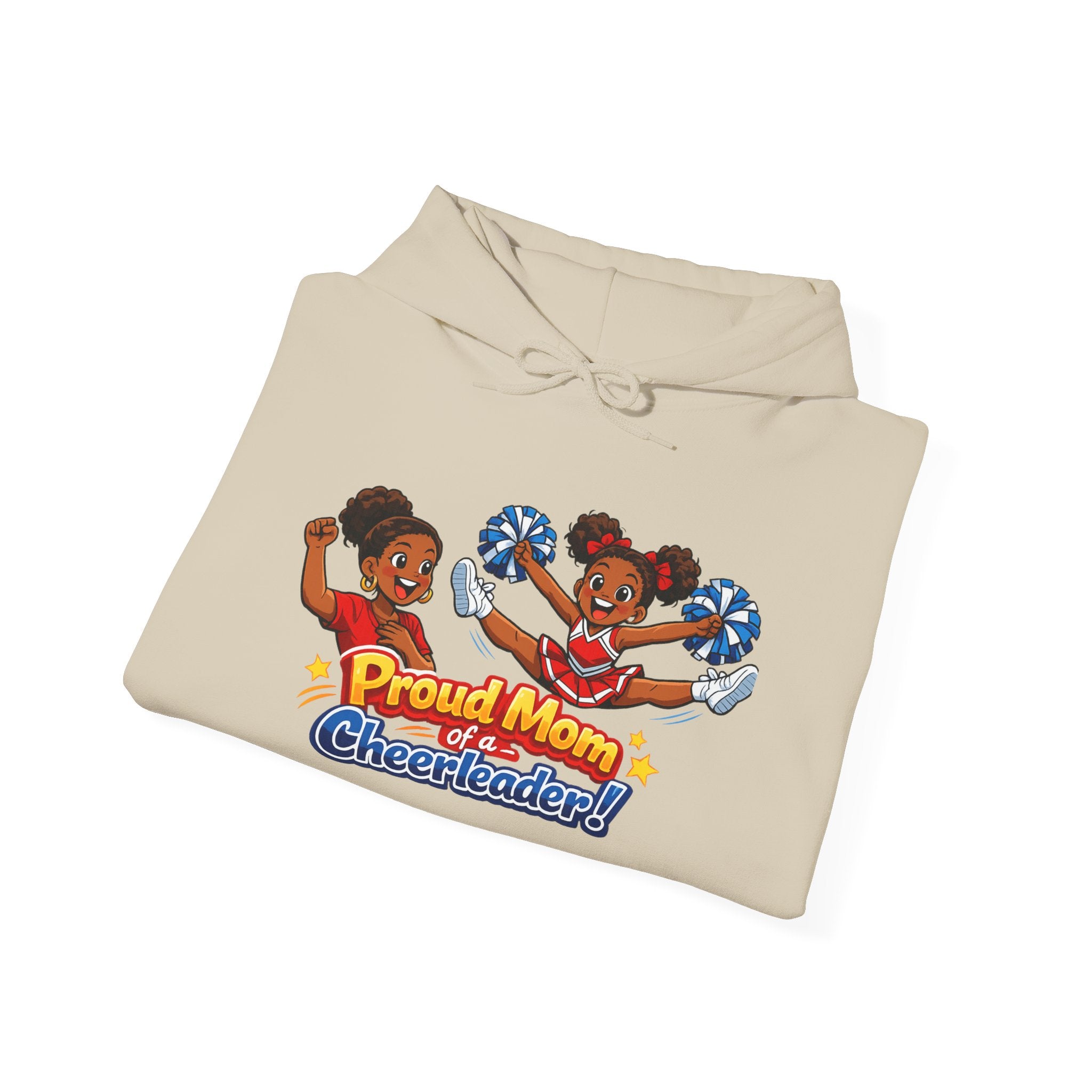 Proud Mom of a Cheerleader Hoodie — Cute Cheer Squad Graphic Sweatshirt