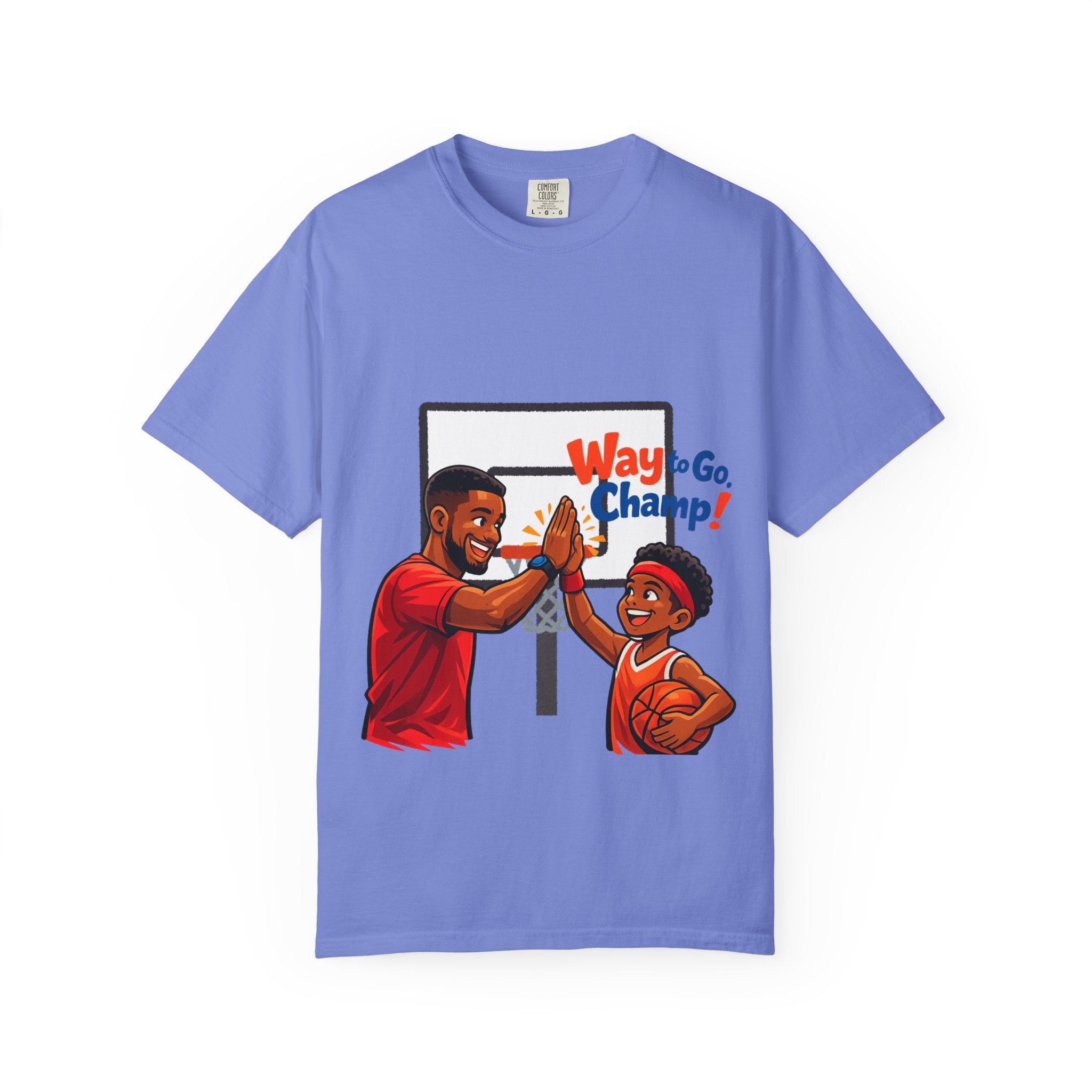 Basketball Dad & Son T-Shirt — “Way to Go, Champ!” High-Five Sports Tee