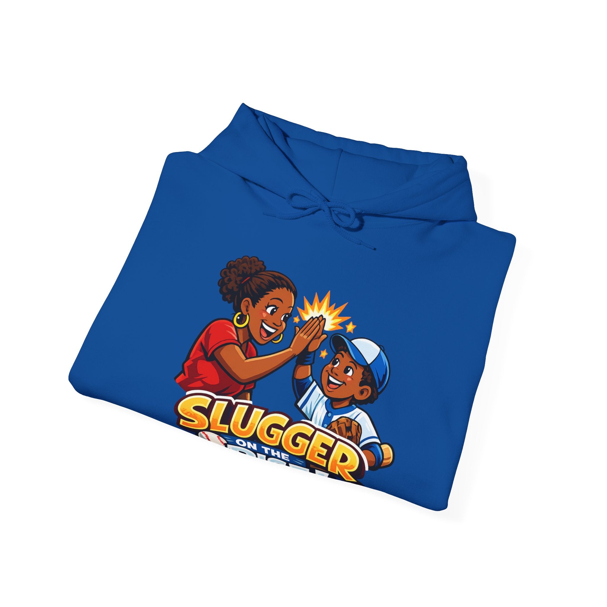 Baseball Hoodie — "Slugger on the Rise!" Kids High-Five Design