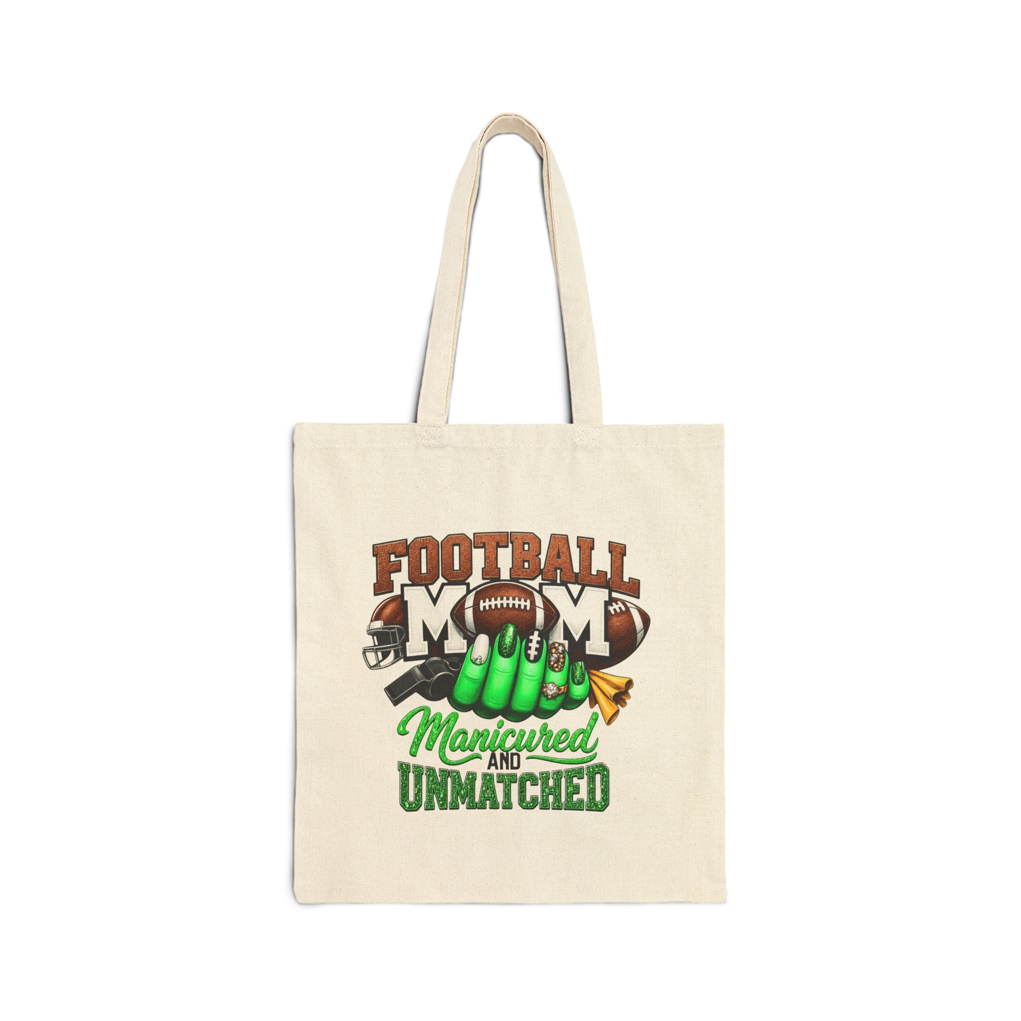 Tote — "Football Mom: Manicured and Unmatched" Canvas Bag